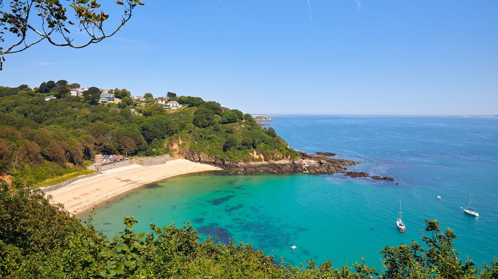 Fernain Bay, Guernsey on a sunny day